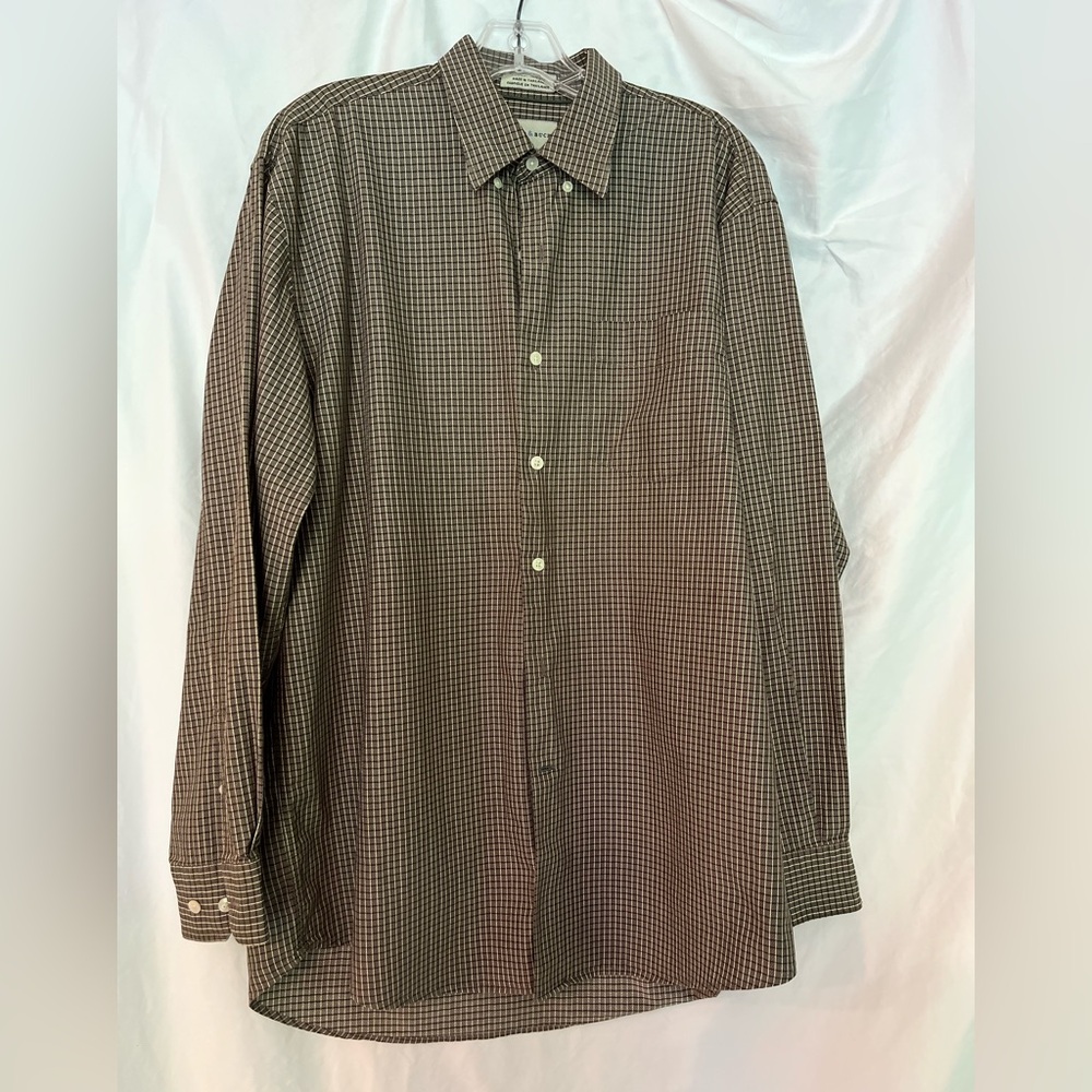 Cutter & Buck Men's Brown Plaid Button Down Shirt